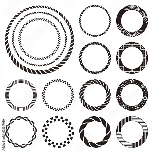 しめ縄 市松 和柄の円形飾り罫 Stock Vector Adobe Stock