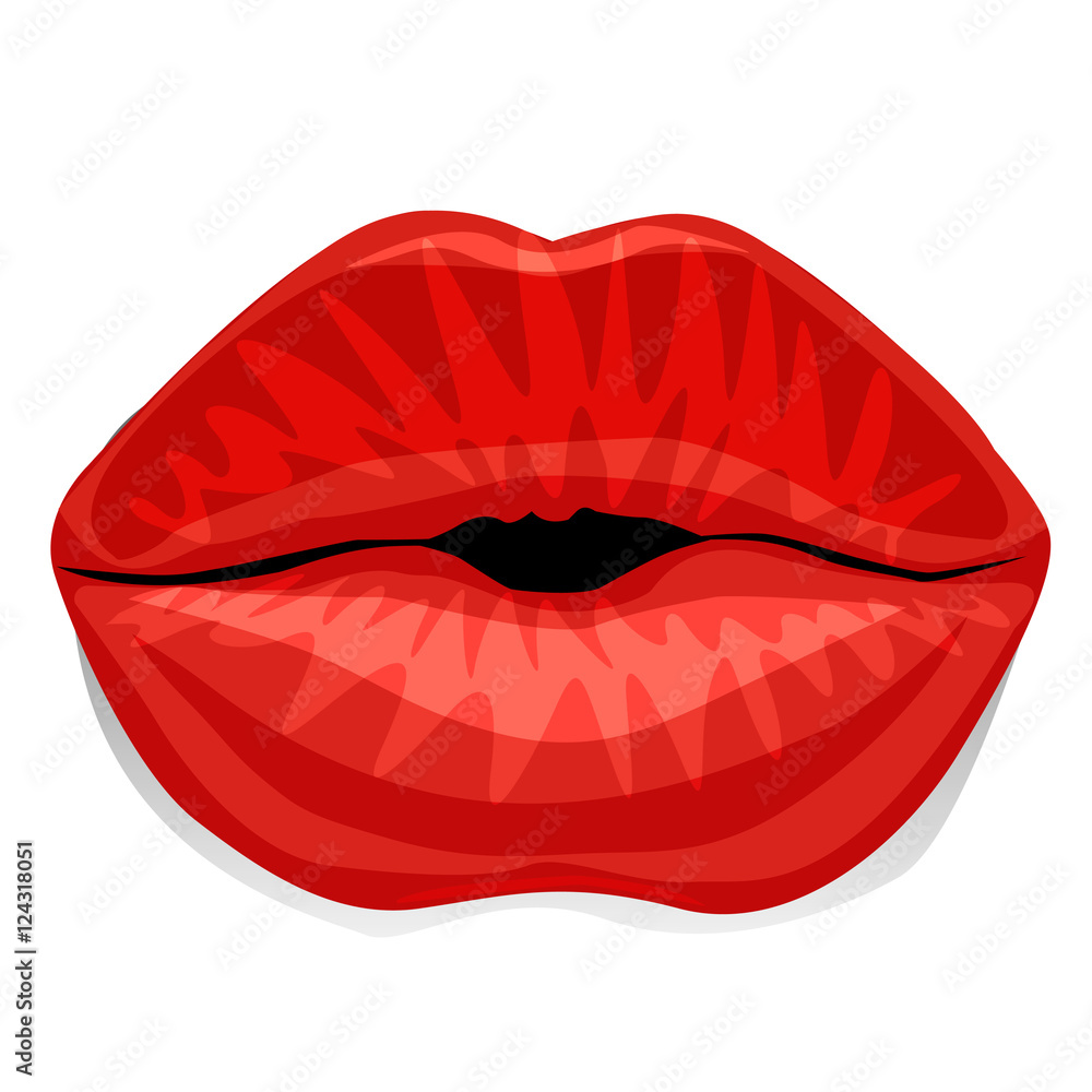 Red Lipstick Kiss. Woman lips vector illustration. Red Lipstick Kiss. Woman lips vector illustration.