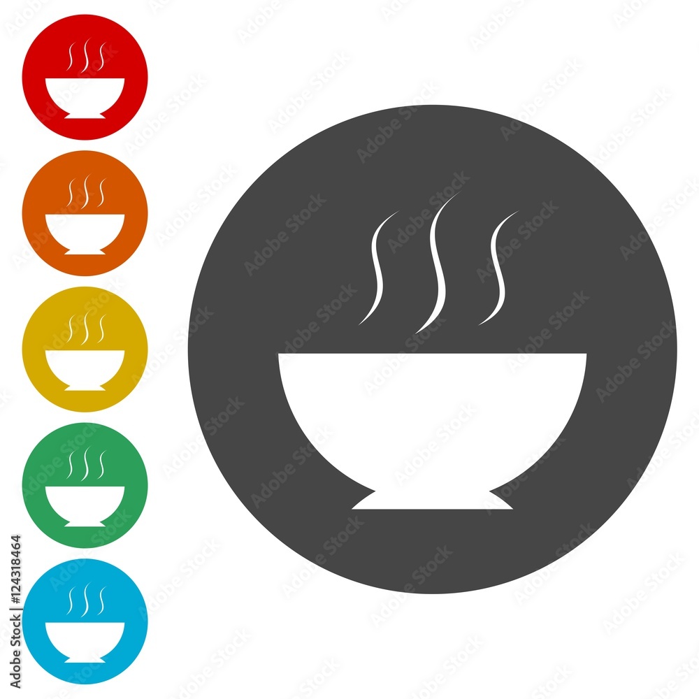 Bowl with food. Warm meal icon Bowl with food. Warm meal icon