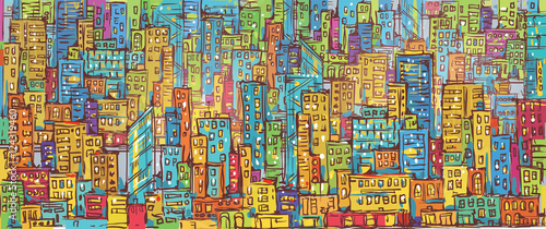 City background, hand drawn vector illustration © dahabians