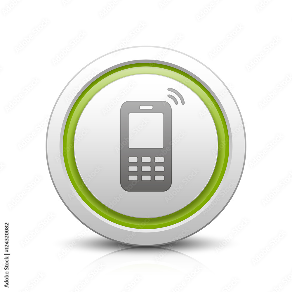 Mobile Phone – Light gray button with reflection & light green Mobile Phone – Light gray button with reflection & light green