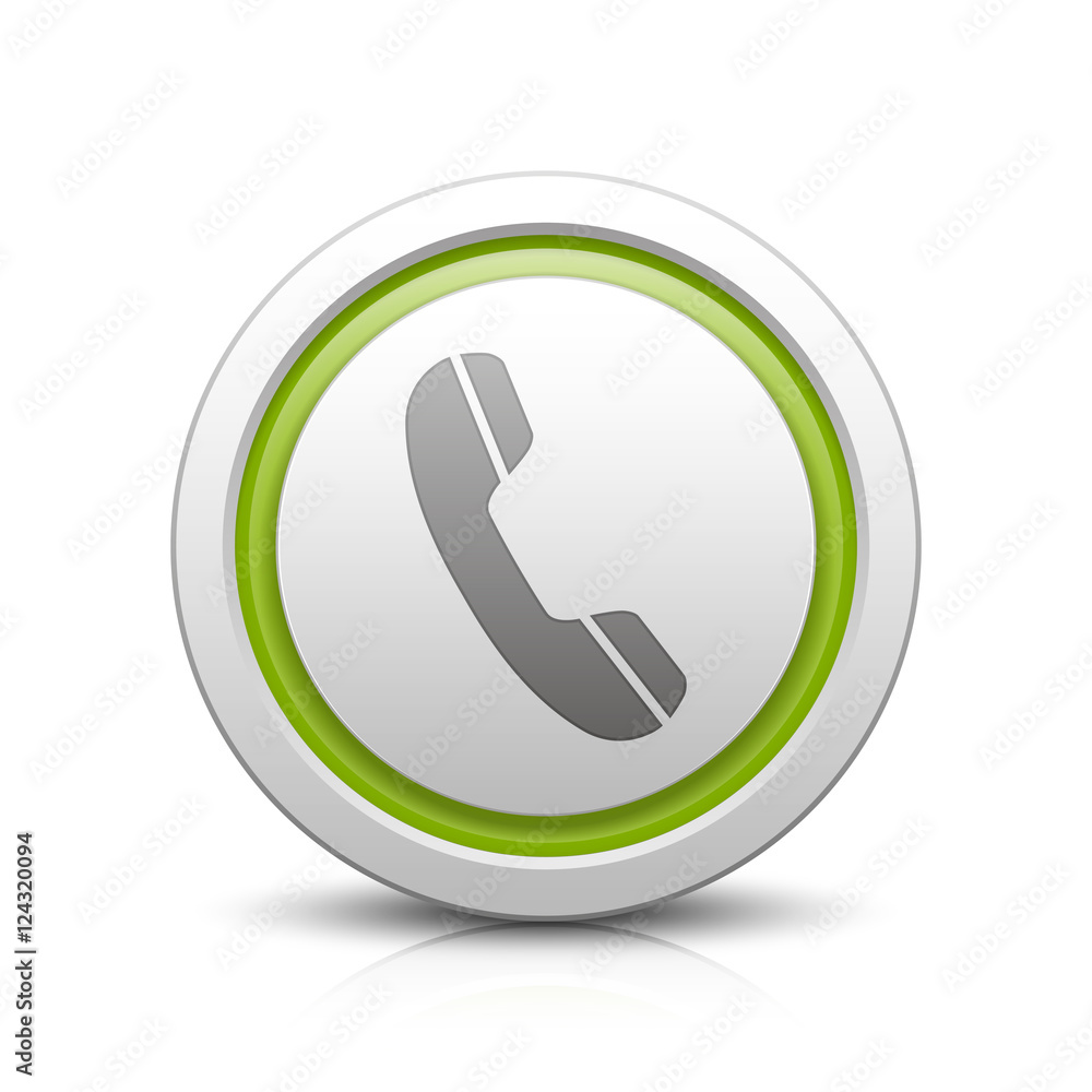 Phone – Light gray button with reflection & light green Phone – Light gray button with reflection & light green