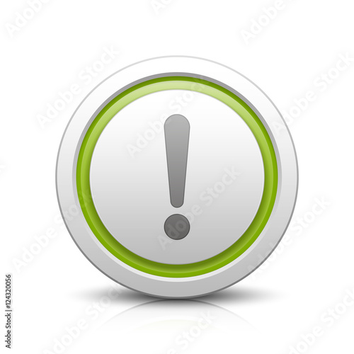 Exclamation mark – Light gray button with reflection & light green