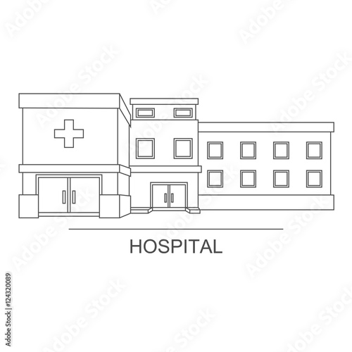Vector illustration with contemporary multistorey hospital
