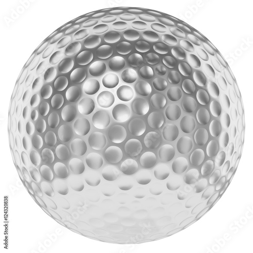 Silver golfball isolated on white