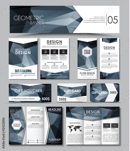 Templates polygonal corporate identity in the set.