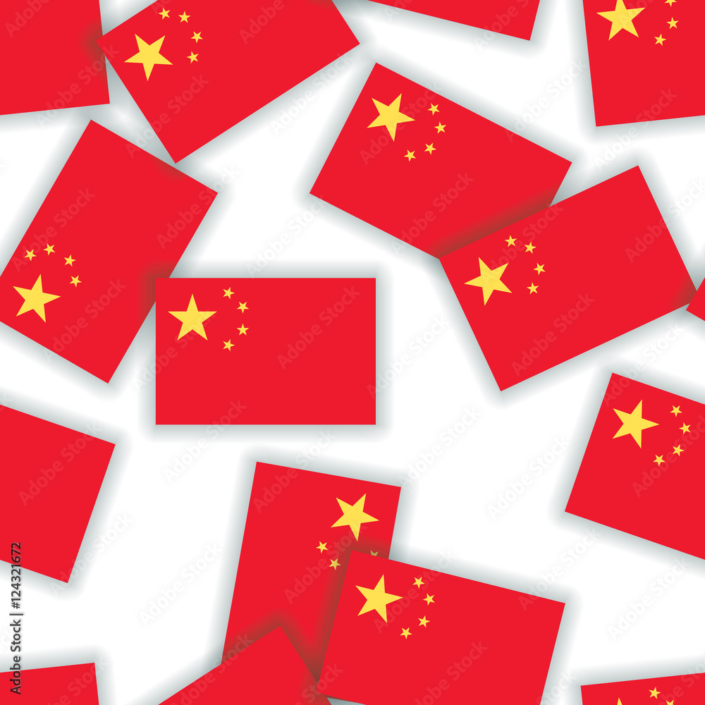 China - Seamless pattern collage of flags with shadows on a whit China - Seamless pattern collage of flags with shadows on a whit