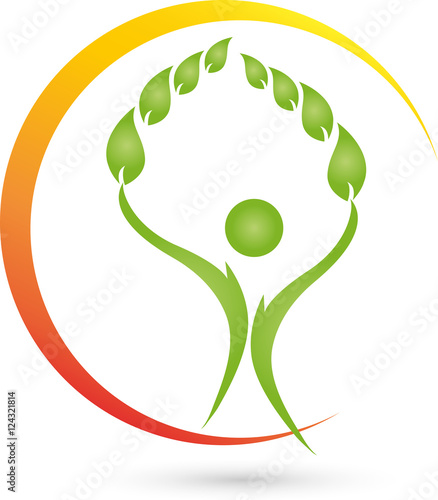 Mensch, Blätter, Heilpraktiker, Logo
