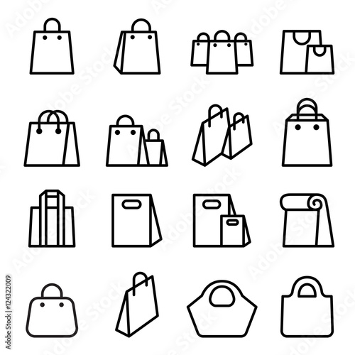 Bag icon set in thin line style