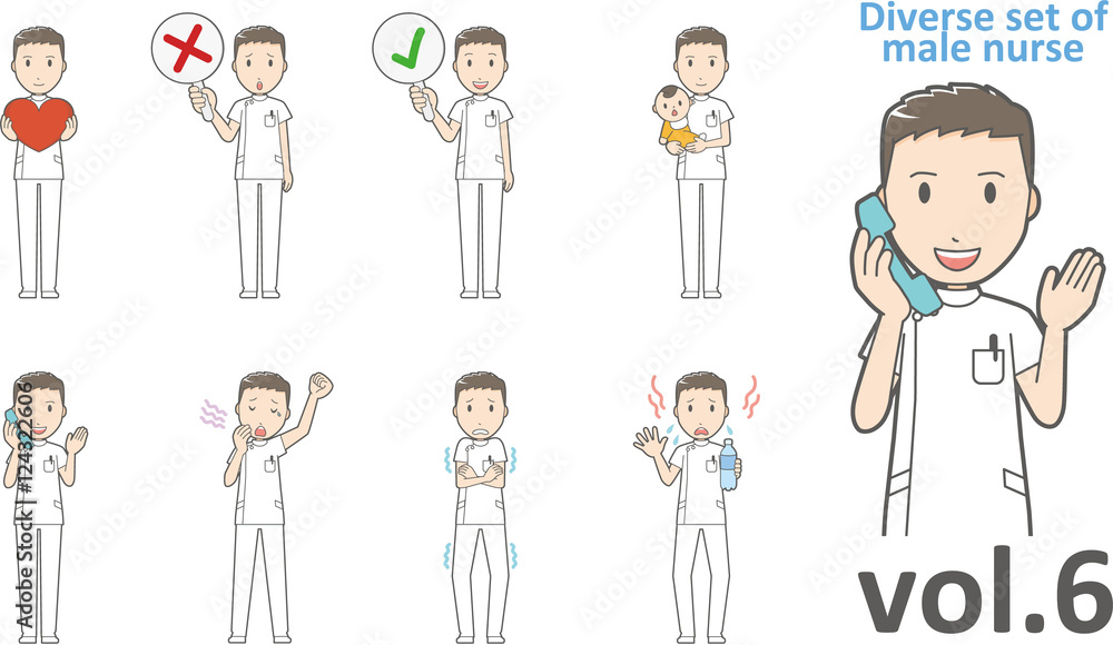 Diverse set of male nurse , EPS10 vector format vol.6 Diverse set of male nurse , EPS10 vector format vol.6