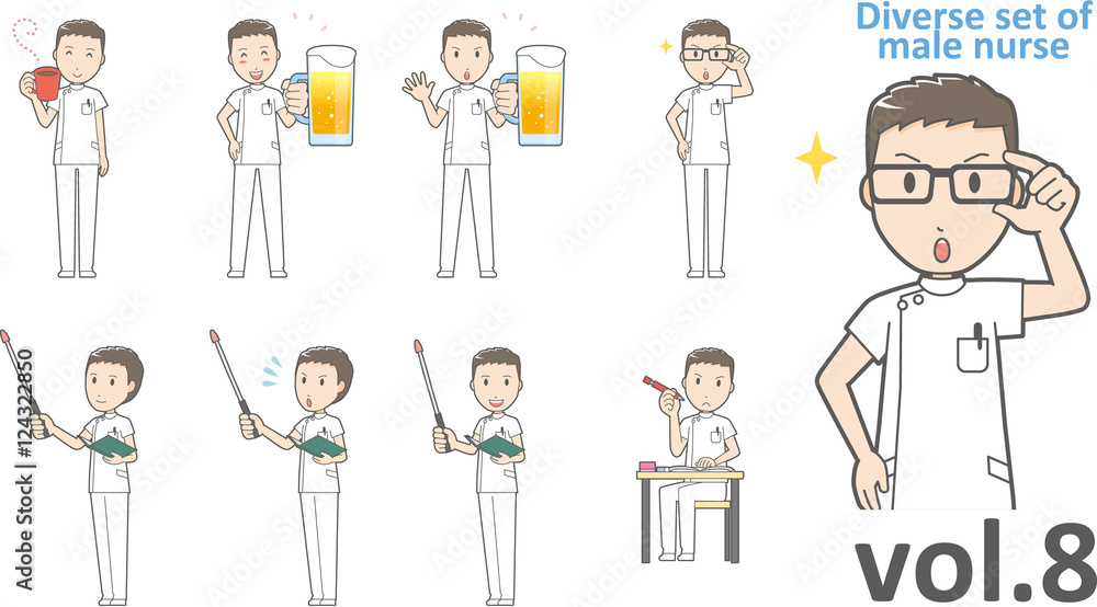 Diverse set of male nurse , EPS10 vector format vol.8 Diverse set of male nurse , EPS10 vector format vol.8