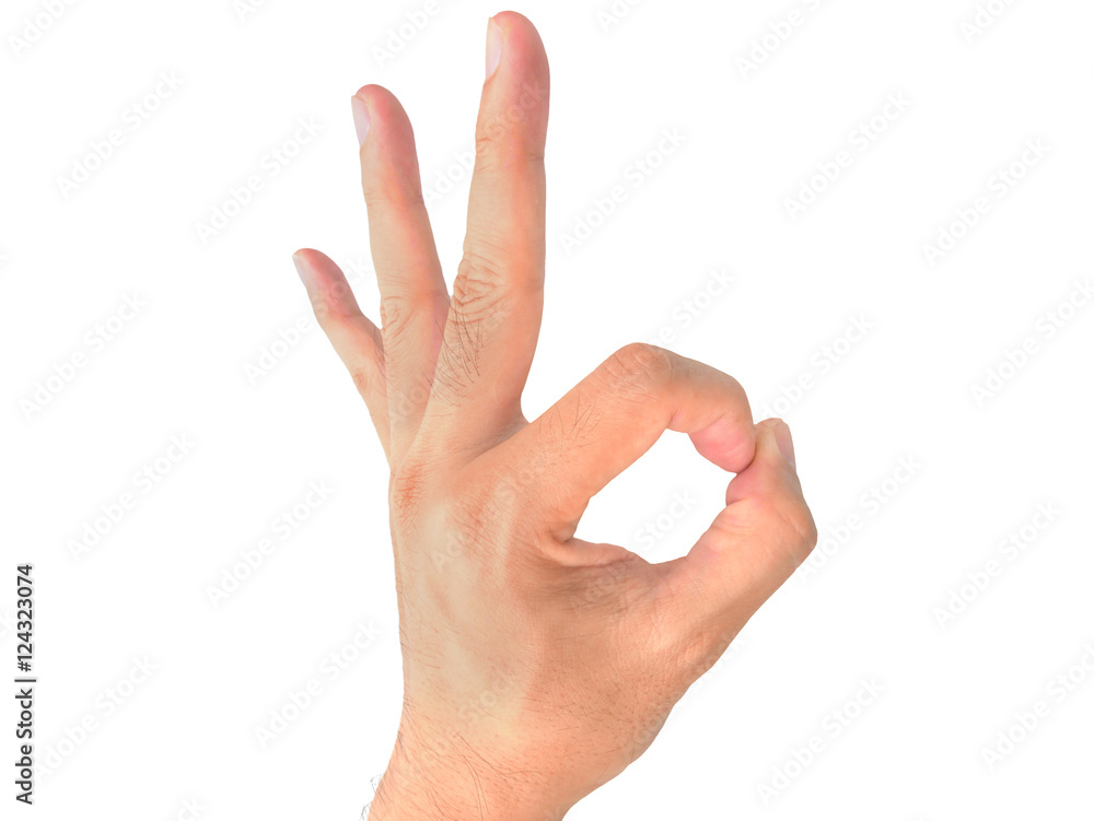 Ok, okay, okey, zero hand gesture isolated on a white background Ok, okay, okey, zero hand gesture isolated on a white background