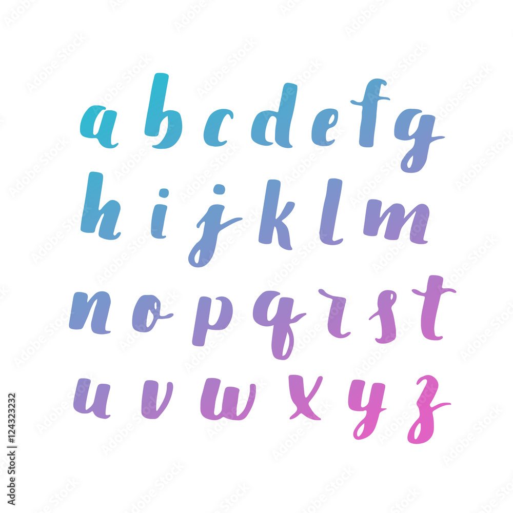 Vector hand drawn alphabet. Brush painted letters. Handwritten script alphabet. Hand lettering and custom typography for your designs: logo, for posters, invitations, cards, etc. Vector type.