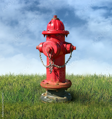 Fire Hydrant on a Lawn photo