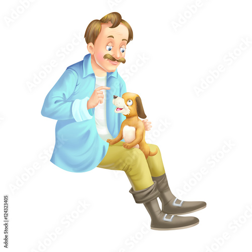 Man sits with dog