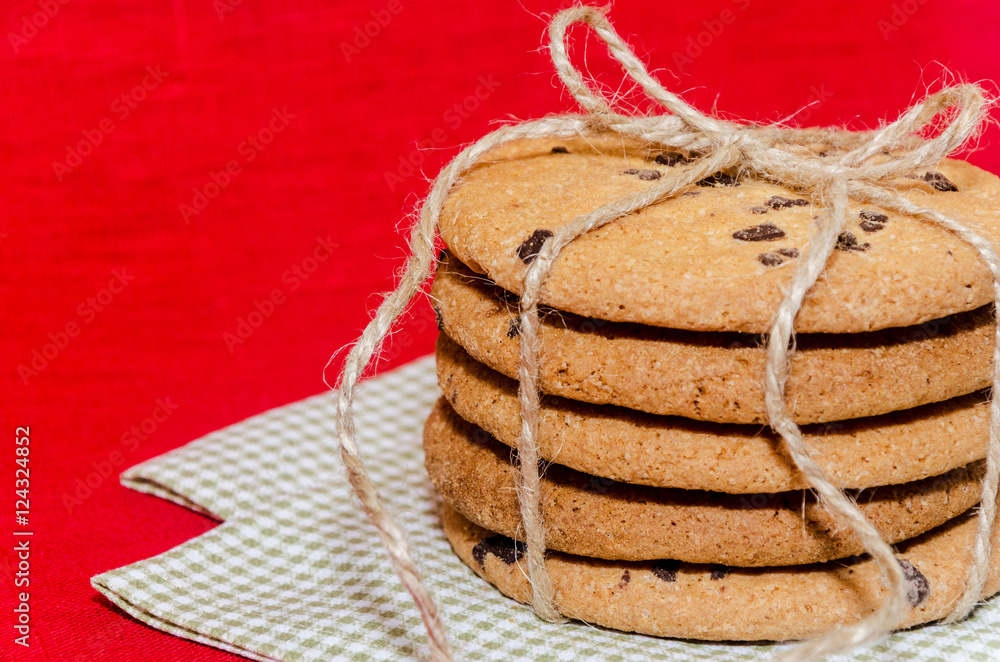 stack of cookies associated rope close-up shot