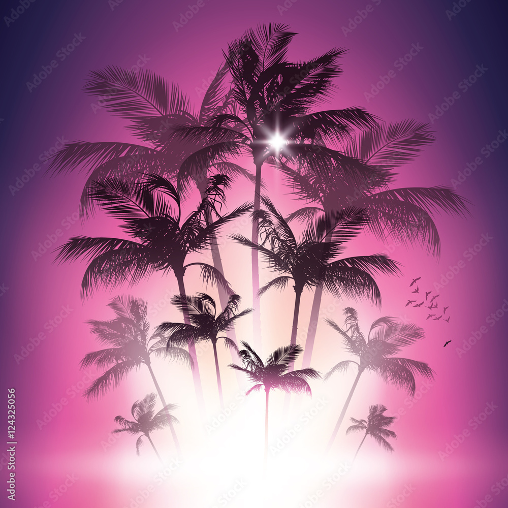 Palm trees at sunset. Palm trees at sunset.