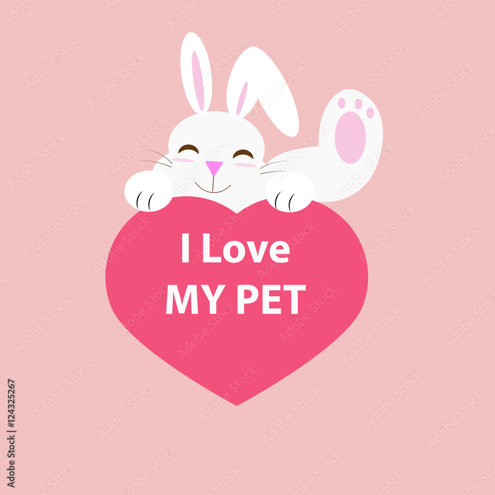 I love my pet rabbit and heart vector I love my pet rabbit and heart vector