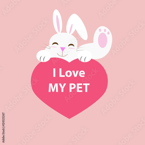 I love my pet rabbit and heart vector