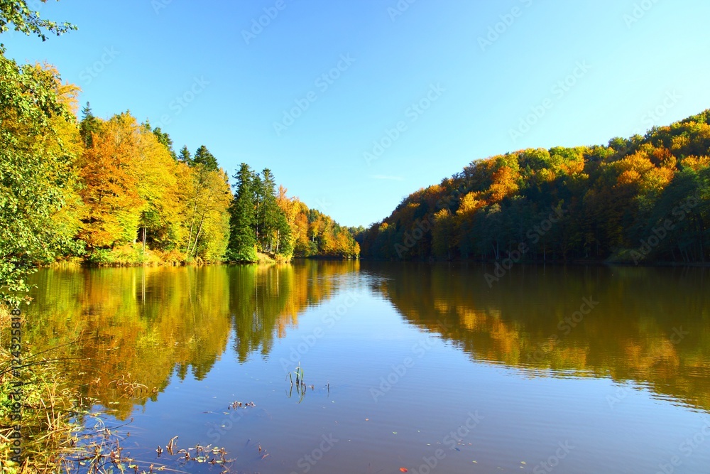 Beautiful fall landscape on lake