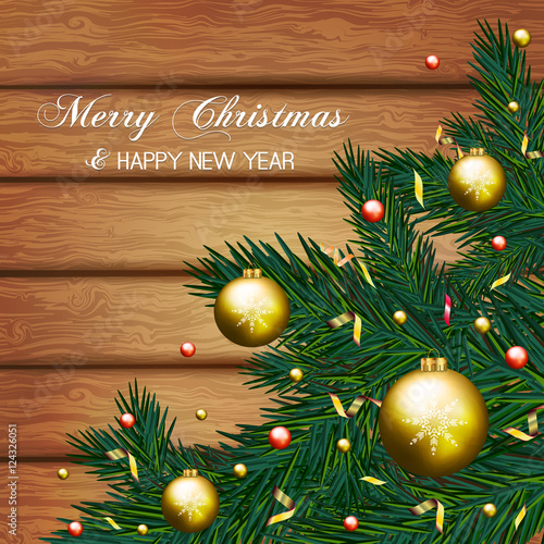 Christmas New Year design dark rusticwooden background with chri