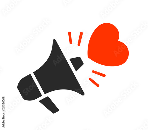 Isolated megaphone with heart symbol photo