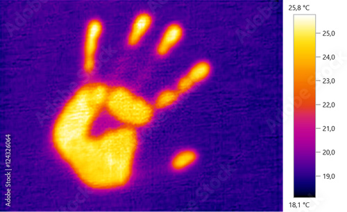 thermal image photo, the hand imprint