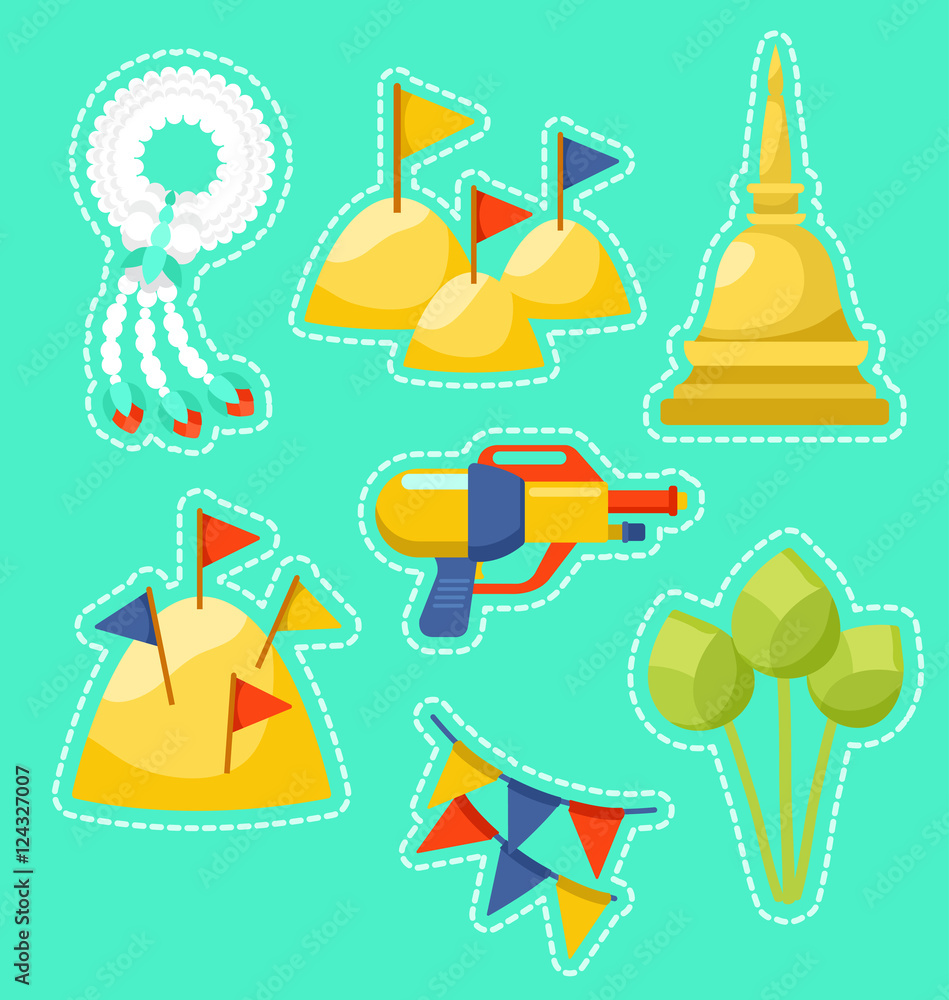 Songkran Festival : Thai Water Festival Elements : Vector Illustration Songkran Festival : Thai Water Festival Elements : Vector Illustration