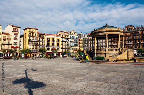 Town center square of Pamplona, Spain in the morning
