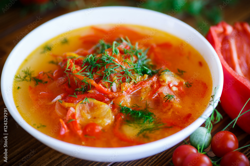 soup of sweet peppers and tomatoes