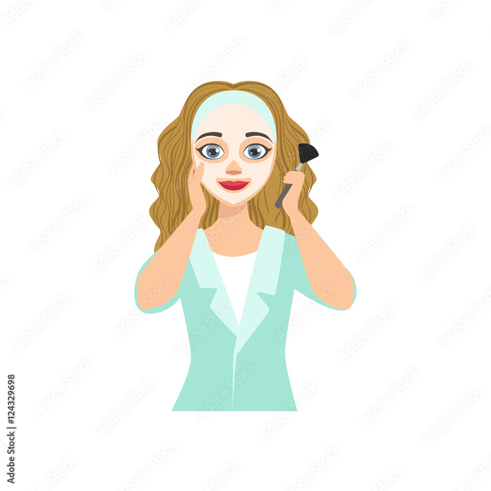 Woman Applying Mask Home Spa Treatment Procedure Woman Applying Mask Home Spa Treatment Procedure