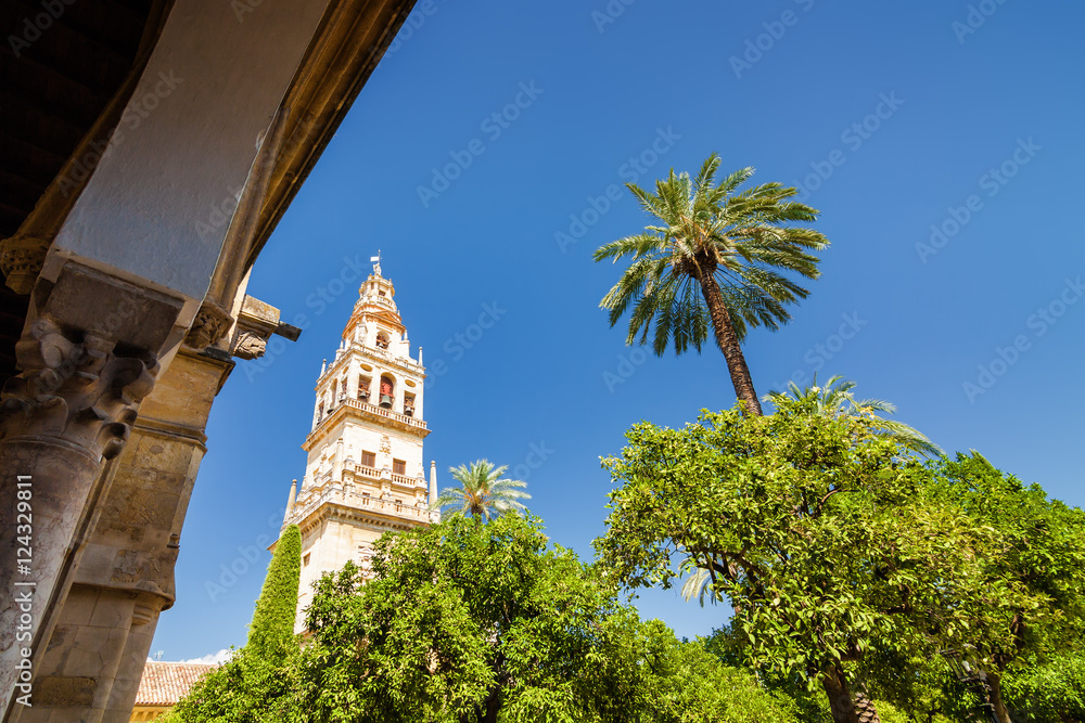 Sunny view of beautiful medieval Cathedral - Mezquita. Cordoba, Andalusia province, Spain.