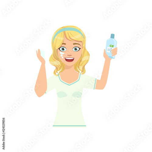 Woman Applying Lotion Home Spa Treatment Procedure