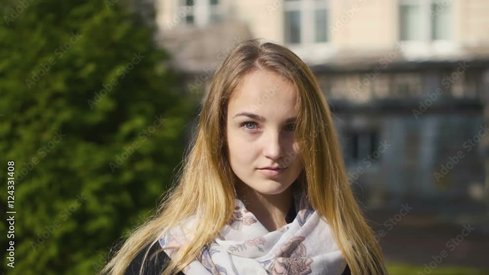 Portrait of a Young Blonde Serious Girl Portrait of a Young Blonde Serious Girl