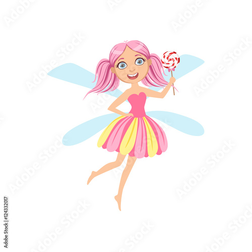 Cute Fairy With Lollypop Girly Cartoon Character