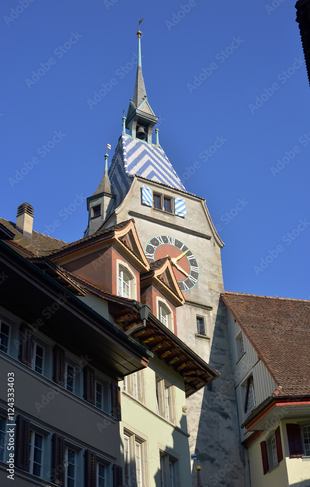 Obraz premium Altstadt Zug in der Schweiz mit dem Zytturm