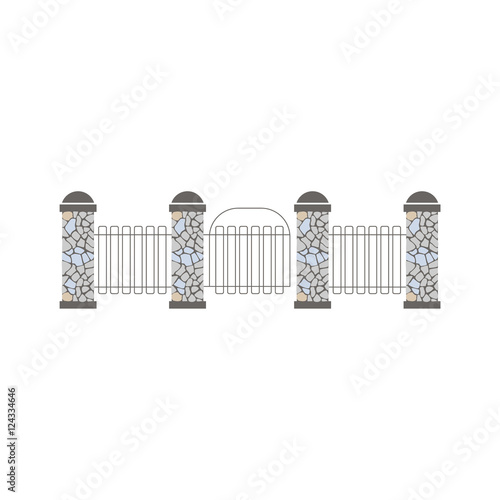 Pillars And Grid Fence Design Element Template