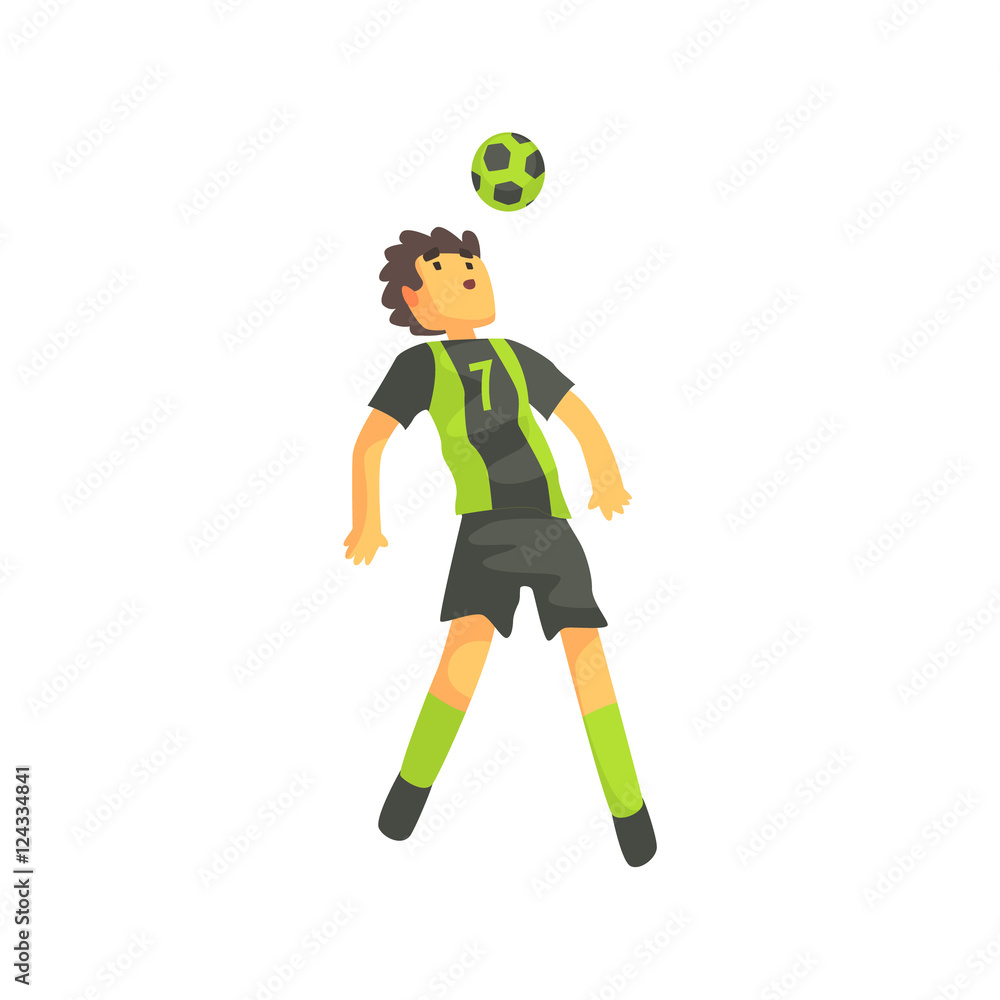 Football Player Getting Ball On The Head Isolated Illustration