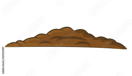 Pile of ground, heap of soil - vector illustration isolated on w