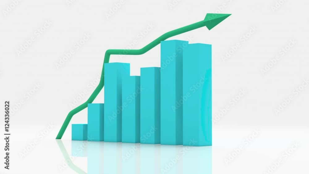 3D Animation - Business graph with increasing arrow 3D Animation - Business graph with increasing arrow