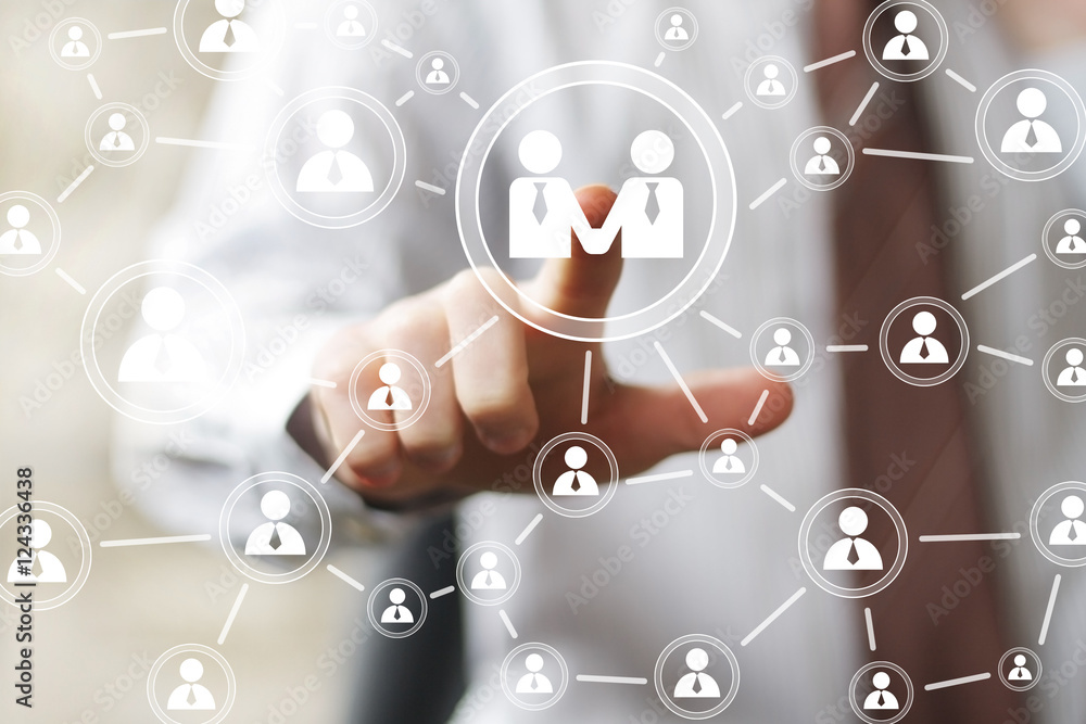 Business button handshake network Business button handshake network