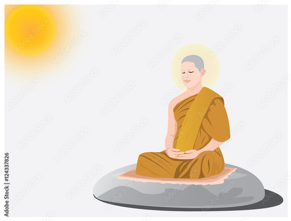meditation of monk vector design