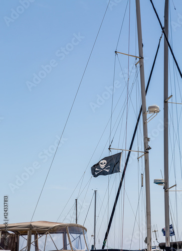 Skull and Crossbones on Sailing Mast