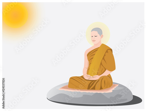 meditation of monk vector design