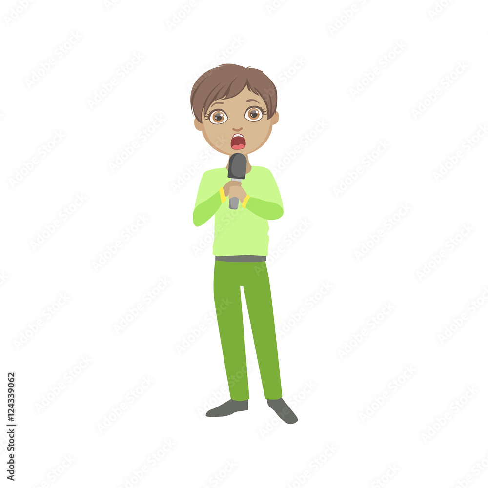 Boy In Green Outfit Singing In Karaoke Boy In Green Outfit Singing In Karaoke