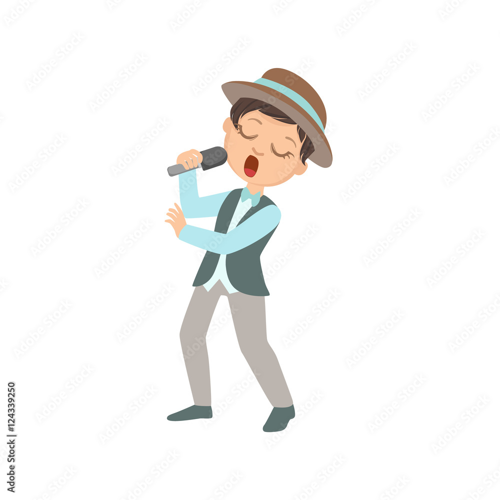 Boy In Hat Singing In Karaoke