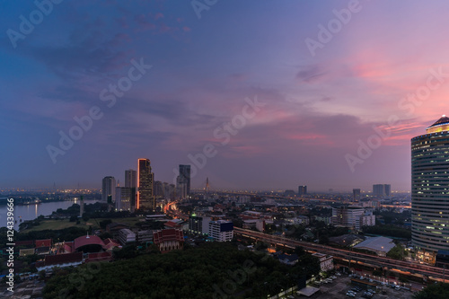 Cityscape of Bangkok on foggy day in twilight , Thailand © PK4289