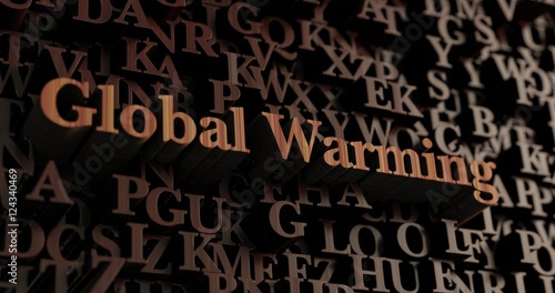 Global Warming - Wooden 3D rendered letters/message. Can be used for an online banner ad or a print postcard.