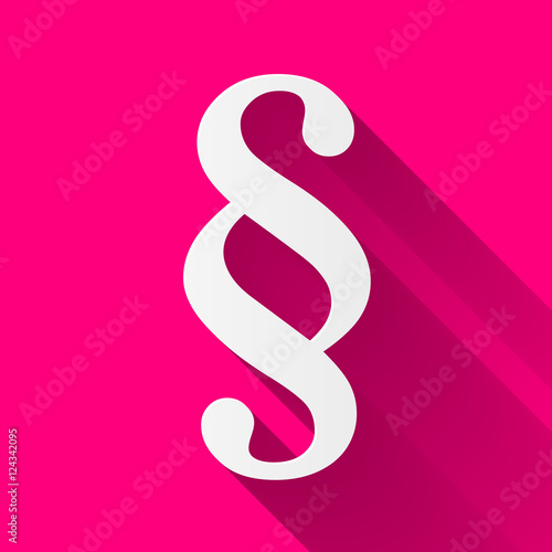 Law icon with a long shadow on pink background