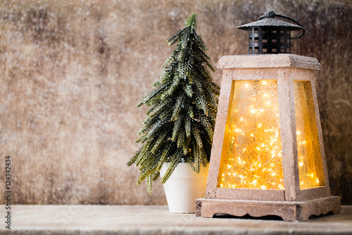 Closeup on Christmas decoration over wooden background.